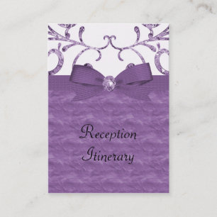 Purple Pastel & Diamond Swirls Bow Ribbon Wedding Enclosure Card