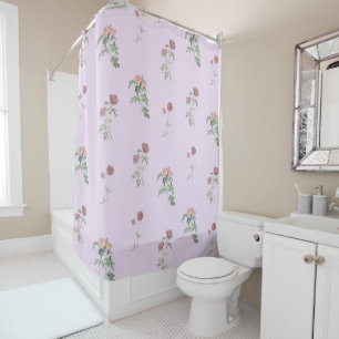 Purple Pastel Floral Pattern Grandmillenial Shower Curtain