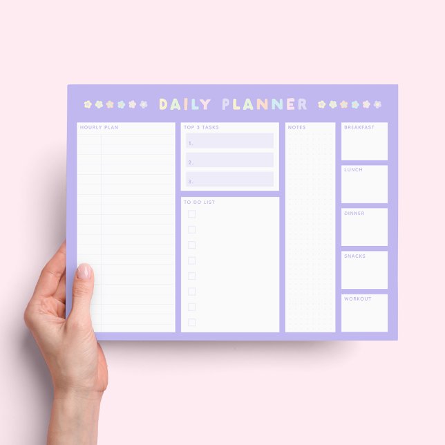 Purple Pastel Flower Daily Planner Notepad (Creator Uploaded)