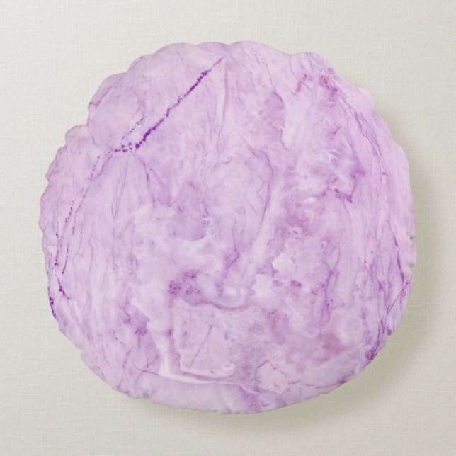 Purple Pastel Marble: Luxurious Texture Round Cushion (Front)