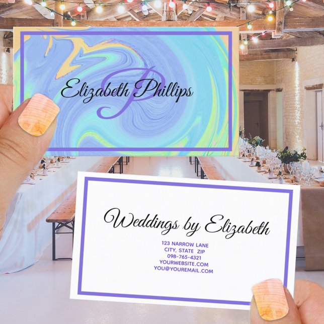 Purple Pastel Paint Swirl Monogram Professional Business Card (Creator Uploaded)