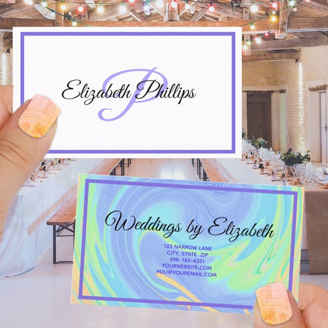 Purple Pastel Paint Swirl With Monogram Letter Business Card (Creator Uploaded)