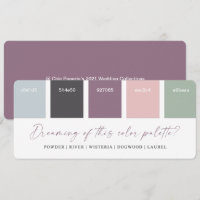 Purple & Pastel Pink Wedding Colour Palette Card