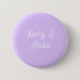 Purple pastel retro couple wedding name stylish na 6 cm round badge