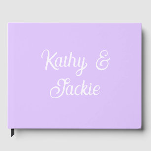Purple pastel retro couple wedding name stylish na guest book