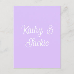 Purple pastel retro couple wedding name stylish na postcard