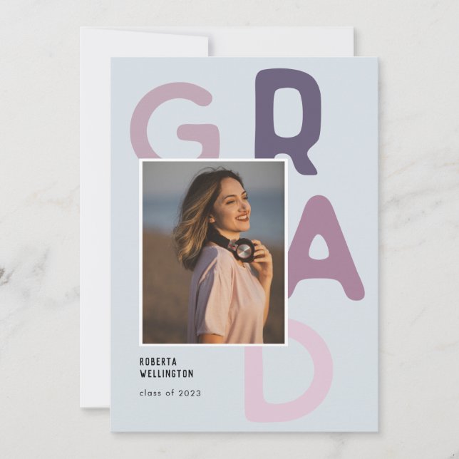 Purple Pastel Typography Photo 2022 Graduation  Announcement (Front)