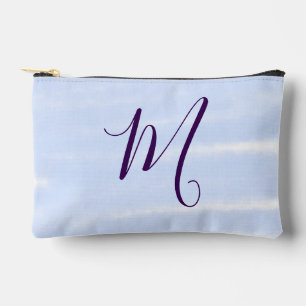 Purple pastel watercolor monogram name letterretro accessory pouch