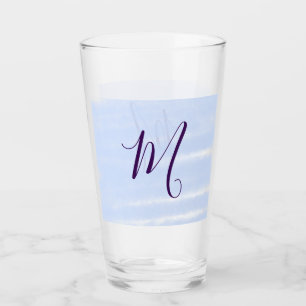 Purple pastel watercolor monogram name letterretro glass