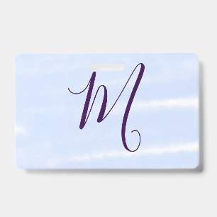 Purple pastel watercolor monogram name letterretro ID badge