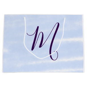 Purple pastel watercolor monogram name letterretro large gift bag