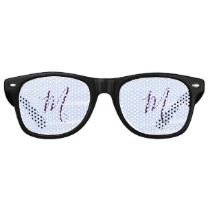 Purple pastel watercolor monogram name letterretro retro sunglasses