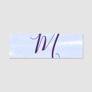 Purple pastel watercolor monogram name letterretro tag