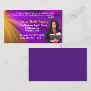 Purple Pastor or Deacon Photo Church Business Card