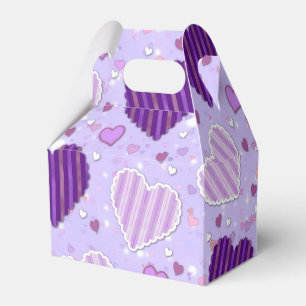 Purple Patchwork Hearts Favour Box