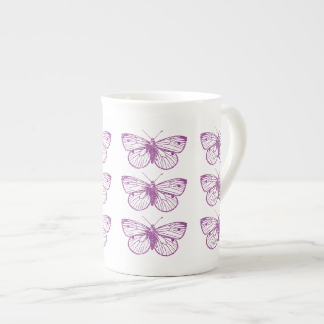 Purple Patina: Butterflies Bone China Mug (Front Right)