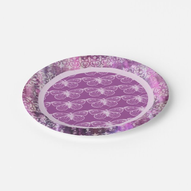 Purple Patina: Butterflies Paper Plate (Angled)
