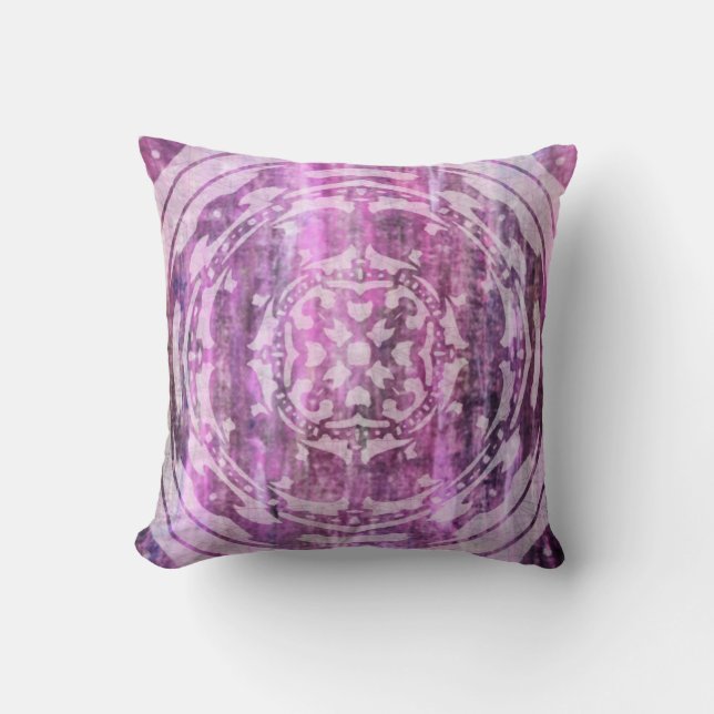 Purple Patina: Mandala And Diamonds Cushion (Front)