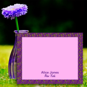 Purple  pattern brown natural flower   notepad