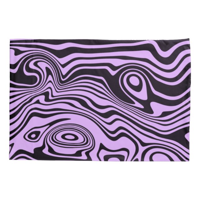 Purple Pattern Waves Pillow Case - Choose Colours (Back)