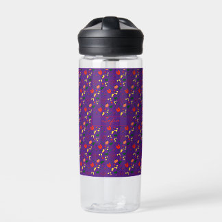 Purple pattern wildflowers red poppy  insulated  water bottle