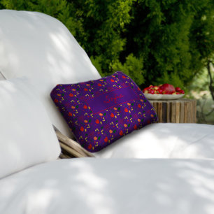 Purple pattern wildflowers red poppy   lumbar cushion