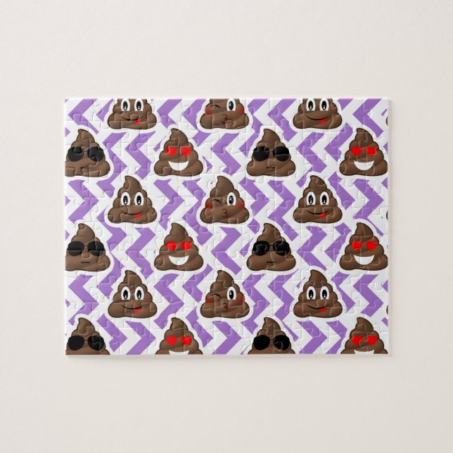 Purple Patterned Poop Emojis Puzzle (Horizontal)