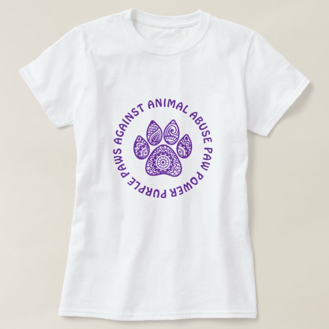 Purple Paw For Animal Abuse Awareness Personalised T-Shirt (Design Front)