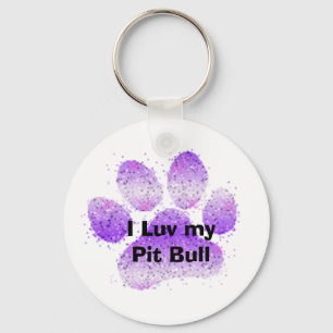 purple paw, I Luv my Pit Bull Key Ring