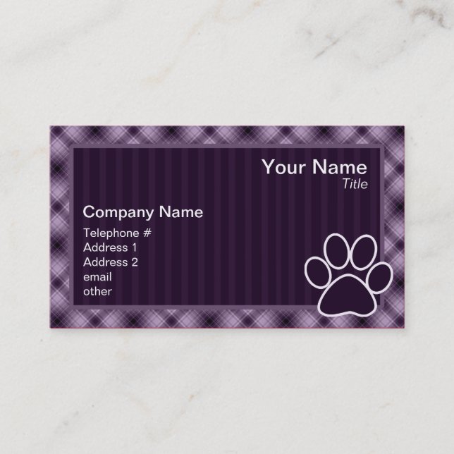Purple Paw Print Business Card (Front)