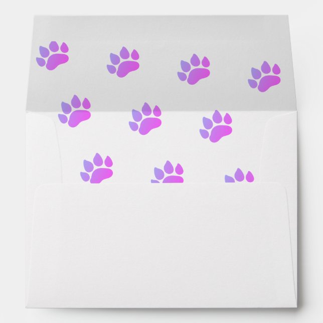 Purple Paw Print Pattern Envelope (Back (Bottom))