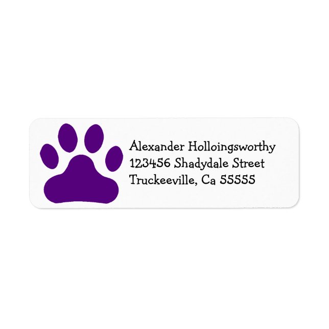 Purple Paw Print Return Address Label (Front)