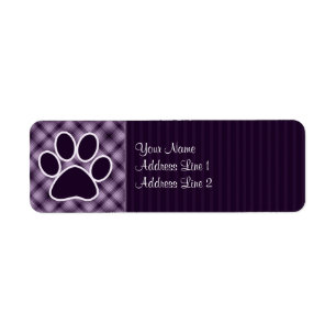 Purple Paw Print Return Address Label