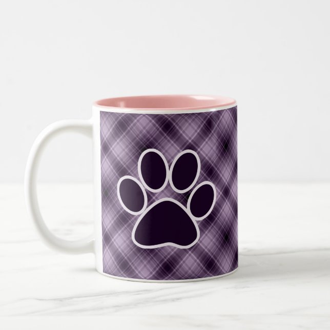 Purple Paw Print Two-Tone Coffee Mug (Left)