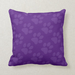 Purple Paw Prints Cushion