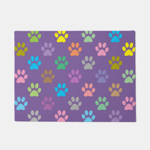 Purple paw prints pattern doormat