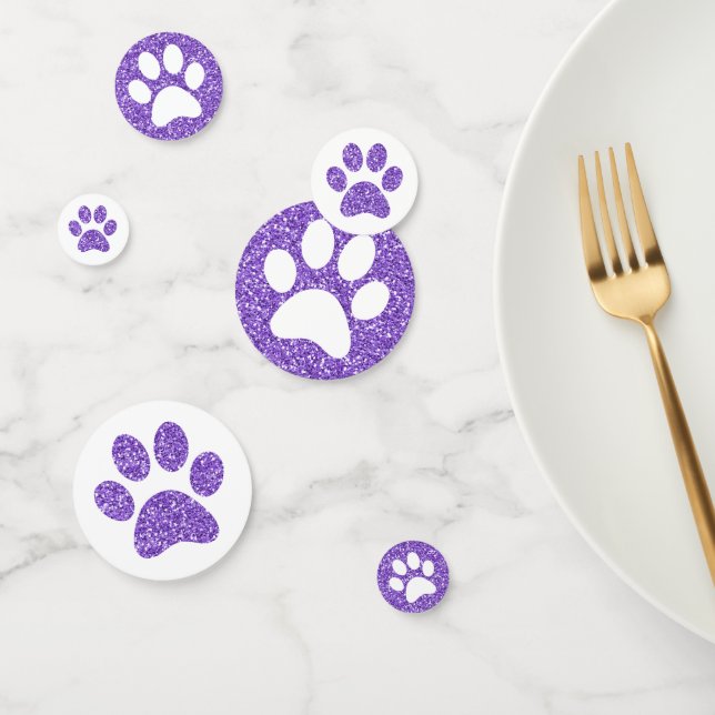 Purple Paw Prints Puppy Kitty Glitter Animal Track Confetti (Group)