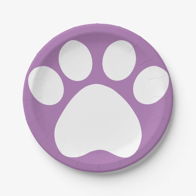 Purple Pawprint Paper Plates (Front)