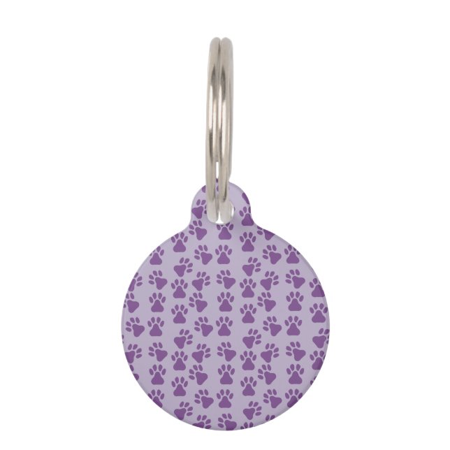 Purple Pawprints Dog Tag (Front)