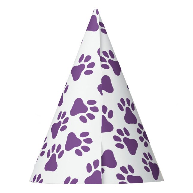 Purple Pawprints  Party Hat (Back)