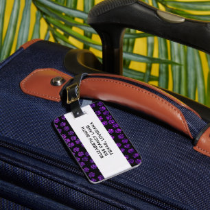 Purple Paws, Glitter Paws, Purple Glitter, Dog Luggage Tag
