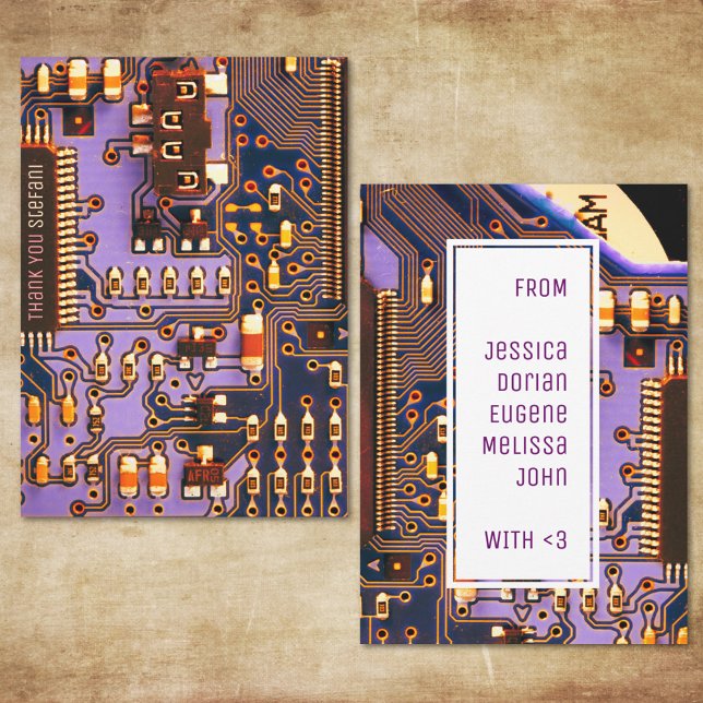 Purple PCB board, electronic parts printed circuit Thank You Card (Creator Uploaded)