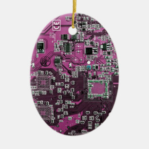 Purple PCB Circuit Board Design for IT Pros Ceramic Ornament