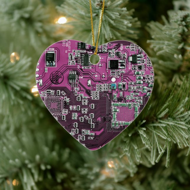 Purple PCB Circuit Board Design for IT Pros Ceramic Ornament (Tree)