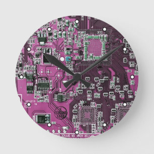 Purple PCB Circuit Board Design for IT Pros Round Clock
