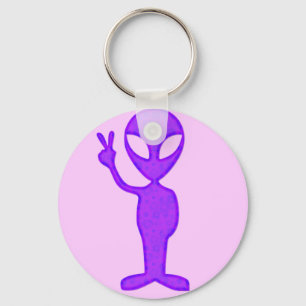 Purple Peace Alien Key Ring