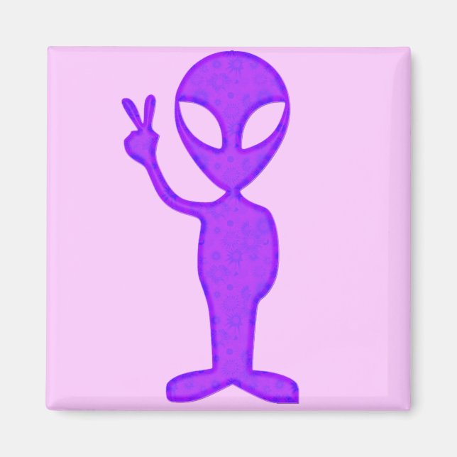 Purple Peace Alien Magnet (Front)