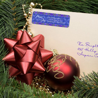 Purple Peace & Joy Christmas Return Address Label