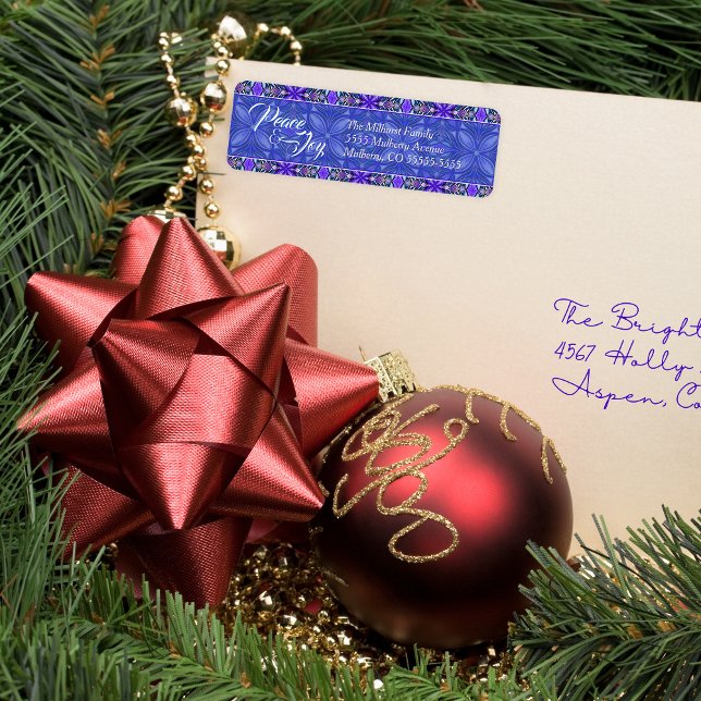 Purple Peace & Joy Christmas Return Address Label (Creator Uploaded)