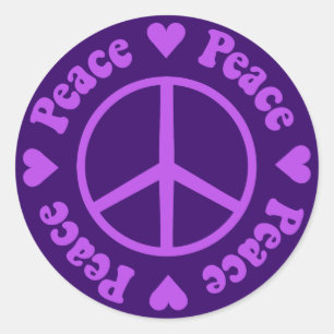 Purple Peace & Love Sticker